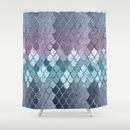 Mermaid Scales Navy Blue Teal Purple Glam #1 (Faux Glitter) #shiny #decor #art #society6 Shower Curtain