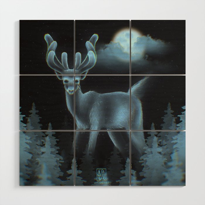 Cryptid: White Stag Wood Wall Art