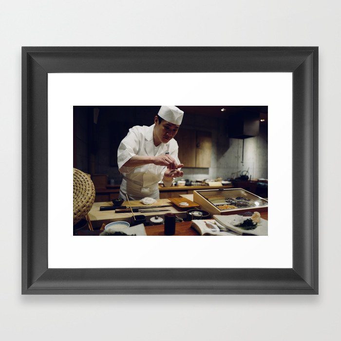 Sushi Chef, Tokyo Japan Framed Art Print