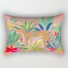 Leopard in Succulent Garden Rectangular Pillow