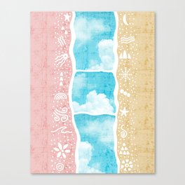 Pastel Colors with White Nature Elements Vertical Canvas Print