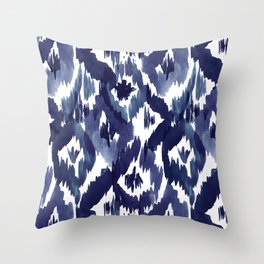 Indigo Blue Ikat Throw Pillow