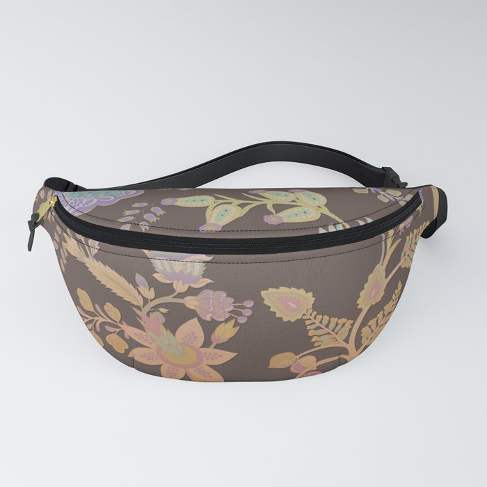 Chateau Brown Chinoiserie Decorative Floral Motif Chintz Fanny Pack