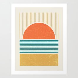 Sun Beach Stripes - Mid Century Modern Abstract Art Print