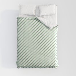 [ Thumbnail: Dark Sea Green & Mint Cream Colored Striped/Lined Pattern Comforter ]