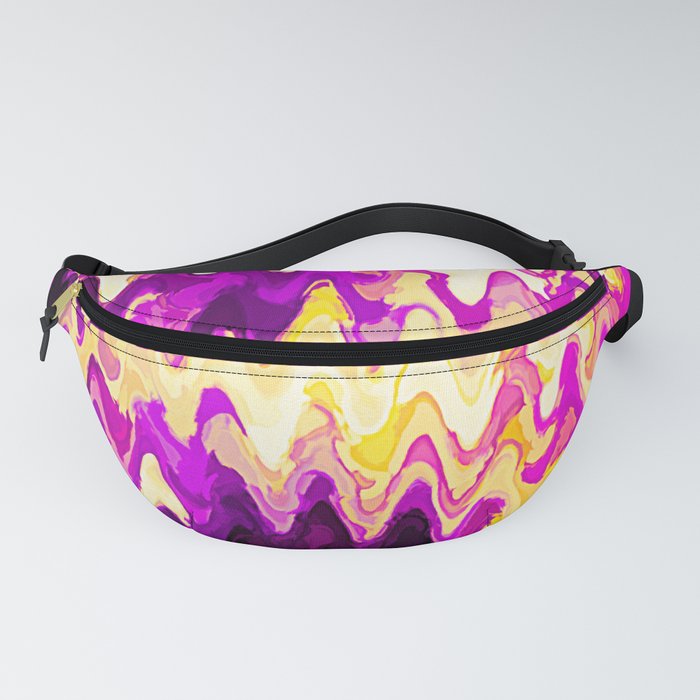 Acrylic Pour In Purple And Yellow  Fanny Pack