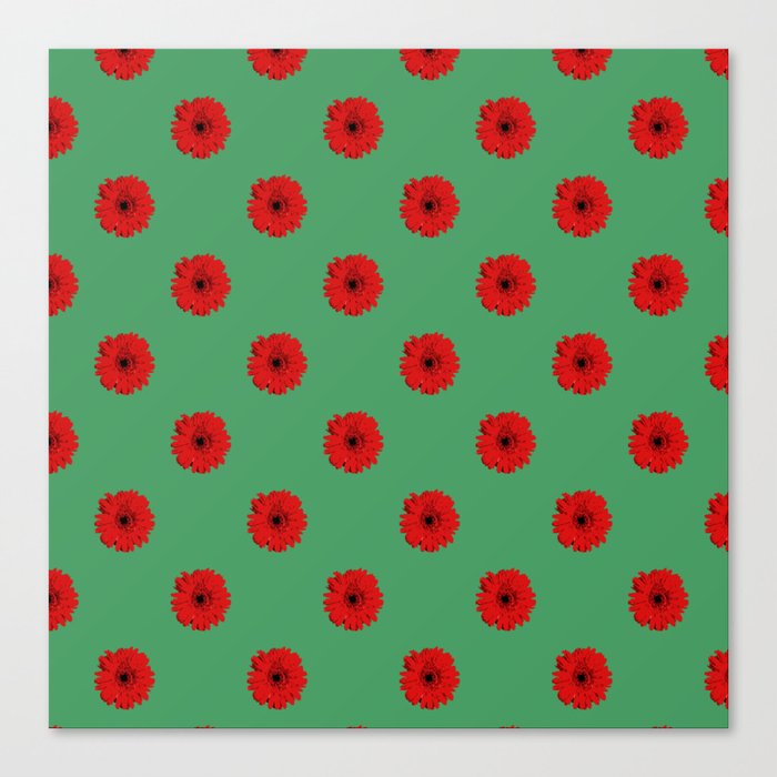 Pixel Art Flower Red Canvas Print