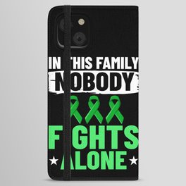 Cerebral Palsy Green Ribbon Brain Damage Awareness iPhone Wallet Case