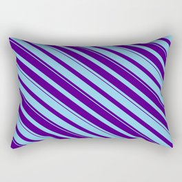 [ Thumbnail: Sky Blue & Indigo Colored Striped Pattern Rectangular Pillow ]