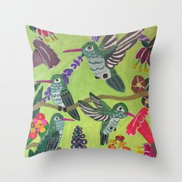 Hummingbird Harmony Throw Pillow