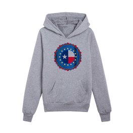 Texas State Flag As A Badge Over White Kids Pullover Hoodies