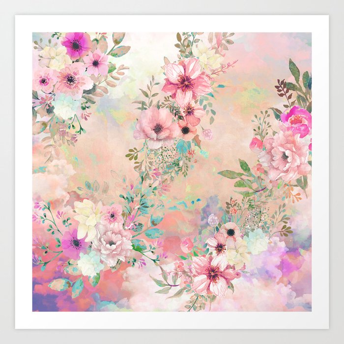 Botanical Fragrances in Blush Cloud Art Print