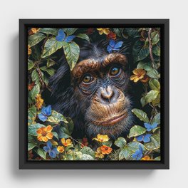 I Love Monkey Framed Canvas