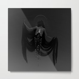 The Daughter of Death Metal Print | Digital, Death, Macabre, Skeleton, Bones, Halo, Female, Daughter, Drawing, Being 