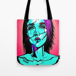 Broken Cyber Punk Woman Tote Bag