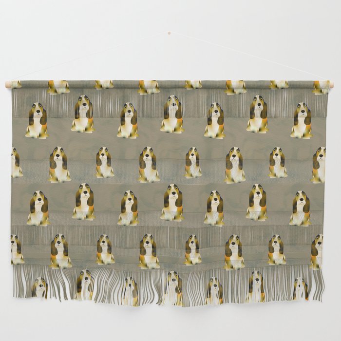 basset hound breed dogs, pattern in digital drawing Wall Hanging