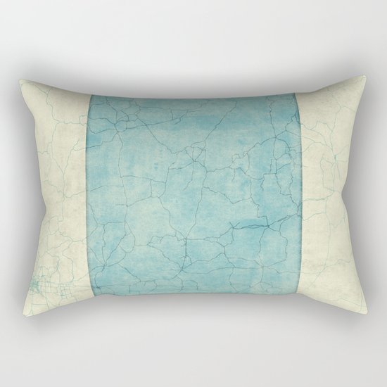 Wyoming State Map Blue Vintage Rectangular Pillow