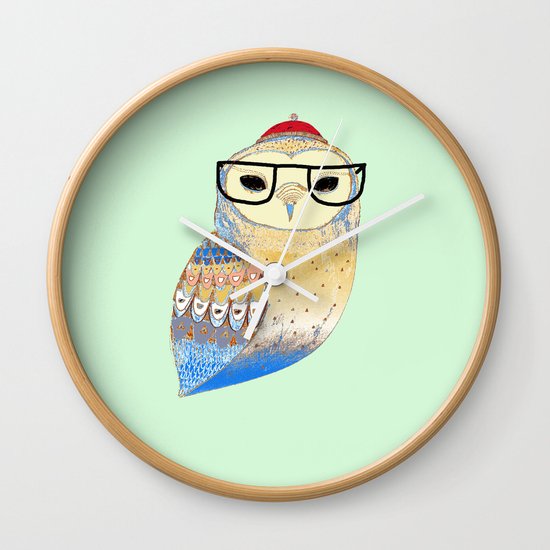 hipster owl Wall Clock