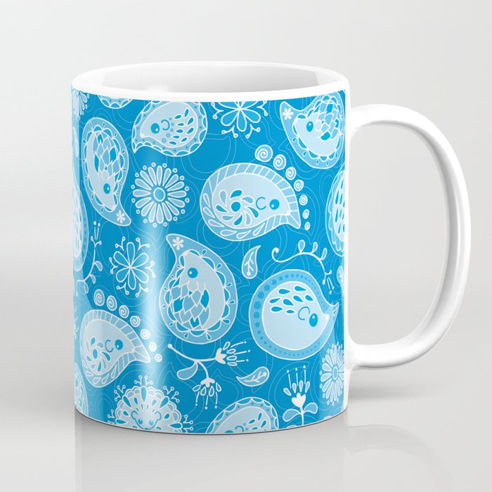 Hedgehog Paisley - Blue Pool Coffee Mug