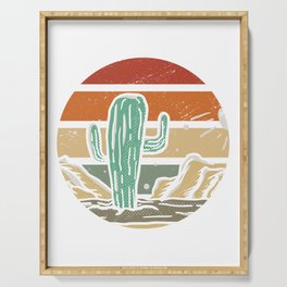 Retro Vintage Cactus Illustration Serving Tray