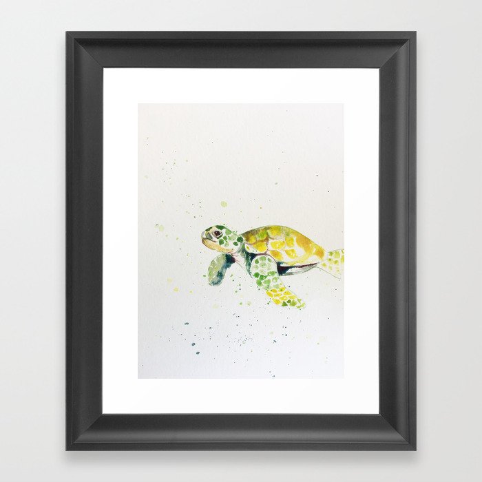 turtle watercolor art Framed Art Print