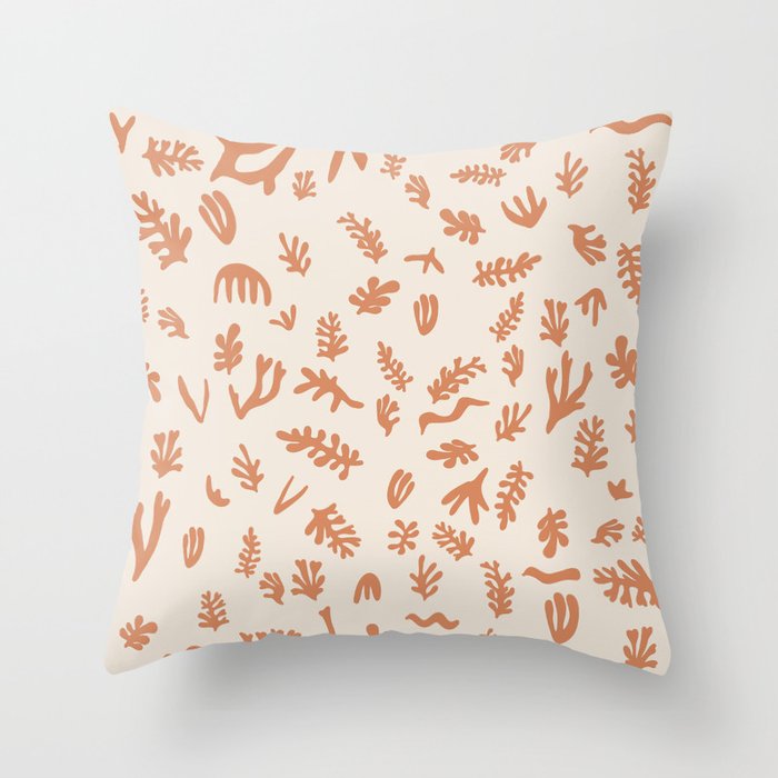 Matisse seaweed Cantaloupe Throw Pillow