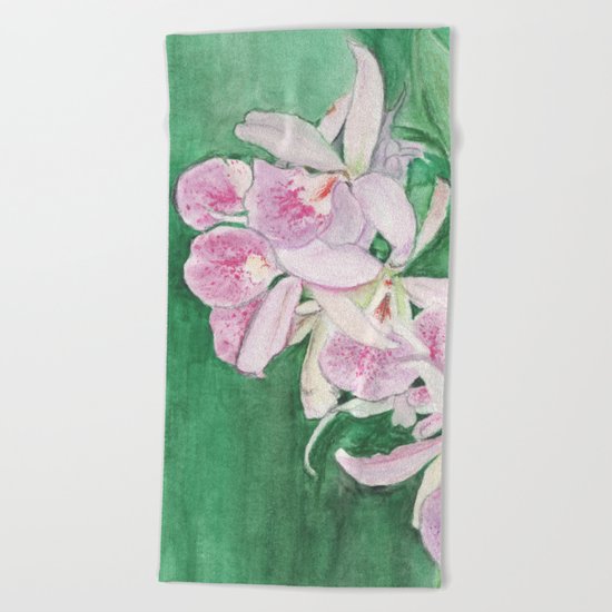 Orchid Cascade Beach Towel