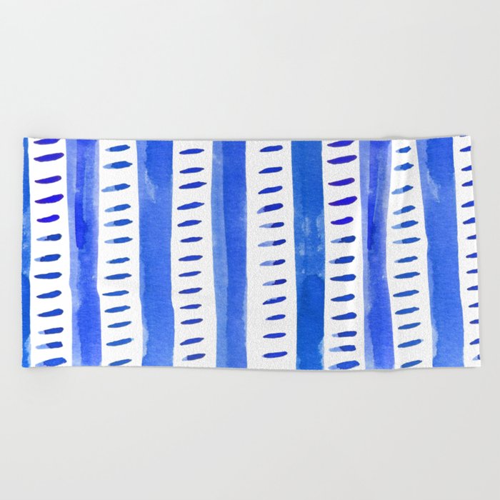Watercolor lines - blue Beach Towel