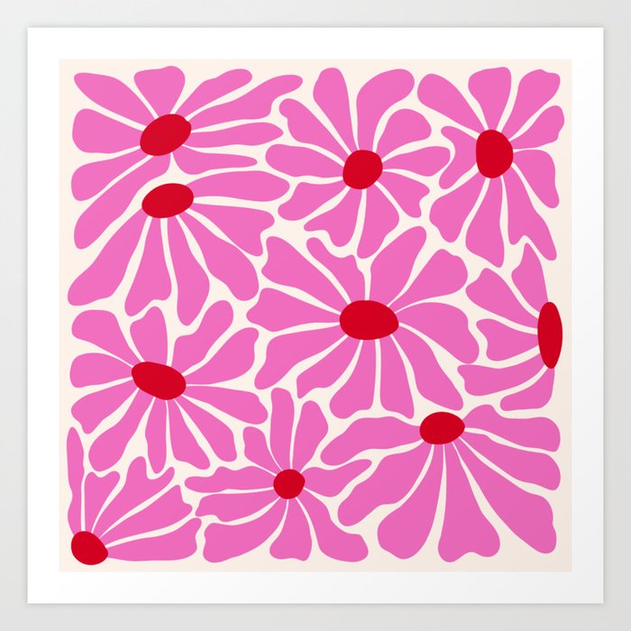 Big Groovy Flower - Pink and Red Art Print