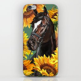 Horse with Sunflowers iPhone Skin