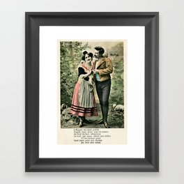 Vintage French couple love poem Framed Art Print