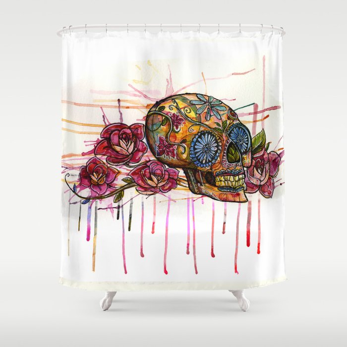 Skull Shower Curtain By Flyerman Society6, Skull Shower Curtain And Accessories