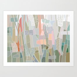 Abstract Pattern in Pastel Colors and Geometric Shapes with ornaments Art Print