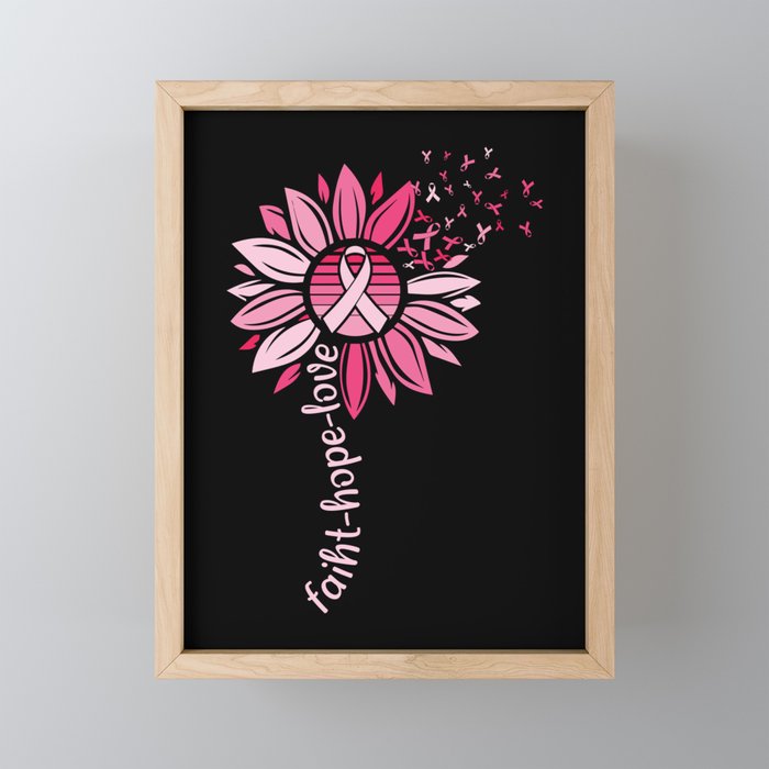 Breast Cancer Awareness Sunflower Framed Mini Art Print