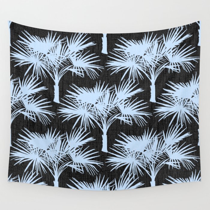 70’s Palm Springs Pastel Blue on Charcoal Wall Tapestry