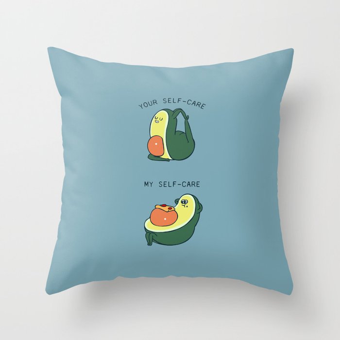 Self Care Avocado Throw Pillow