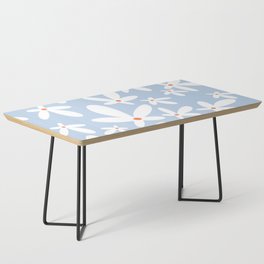 Quirky Floral in Light Blue, Orange and White Coffee Table