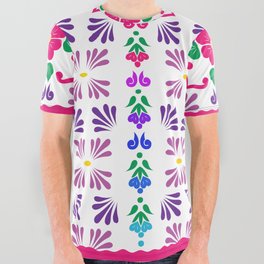 Pink 3, Framed Talavera Flower All Over Graphic Tee