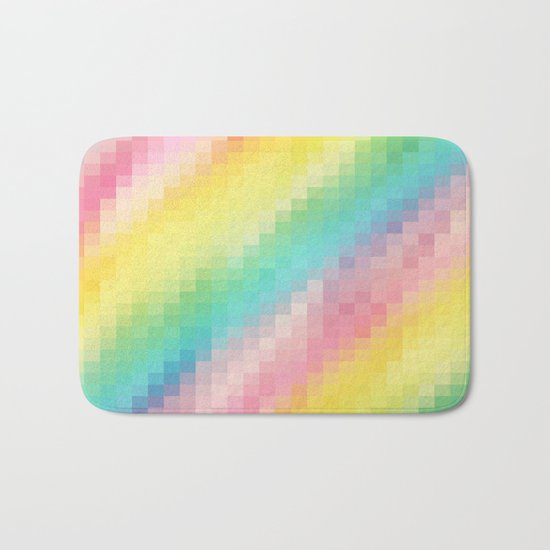 Rainbow pixels Bath Mat