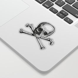 Skull and Crossbones | Jolly Roger | Pirate Flag | Black and White | Sticker