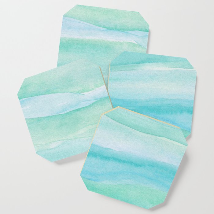 Ocean Layers - Blue Green Watercolor Coaster
