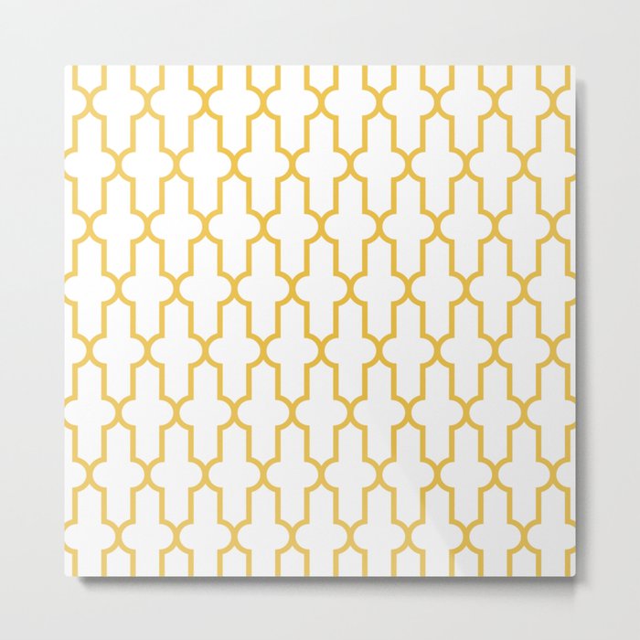 Moroccan Quatrefoil Lattice Pattern 917 Yellow Metal Print