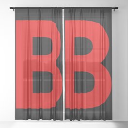 Letter B (Red & Black) Sheer Curtain