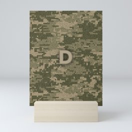Personalized D Letter on Green Military Camouflage Army Design, Veterans Day Gift / Valentine Gift / Military Anniversary Gift / Army Birthday Gift  Mini Art Print