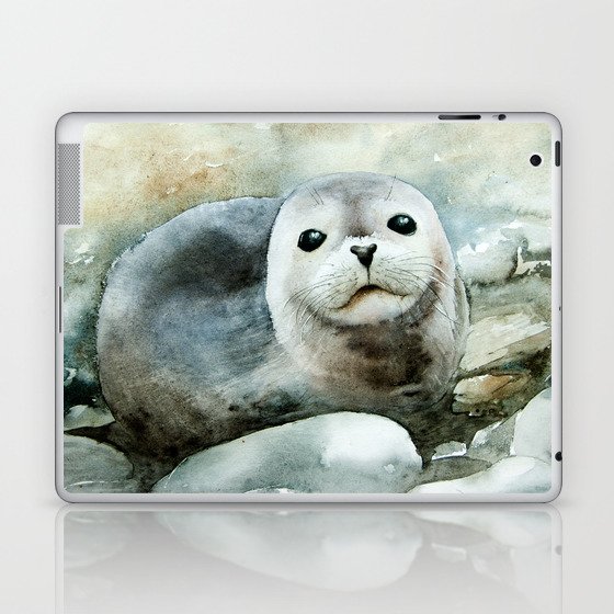 Curious seal on the pebbles Laptop & iPad Skin
