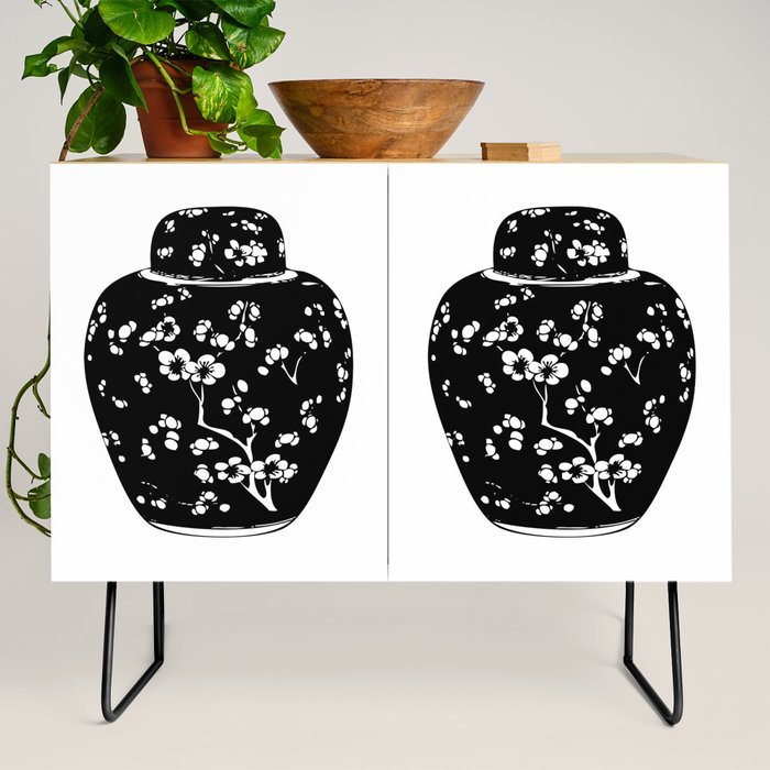 Chinoiserie Ginger Jar Chinese Ginger Jar Black and White Ginger