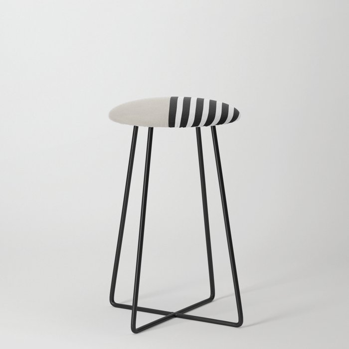 Geometric Art Color Block and Stripes in Ivory, Black and White Counter Stool