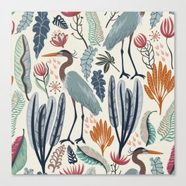 Heron and plants Canvas Print