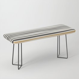 Natural Stripes Modern Minimalist Colour Block Pattern Charcoal Grey, Muted Mustard Gold, and Cream Beige Bench