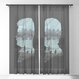 Andrei Tarkovsky´s Stalker Scene Illustration Silhouette Sheer Curtain